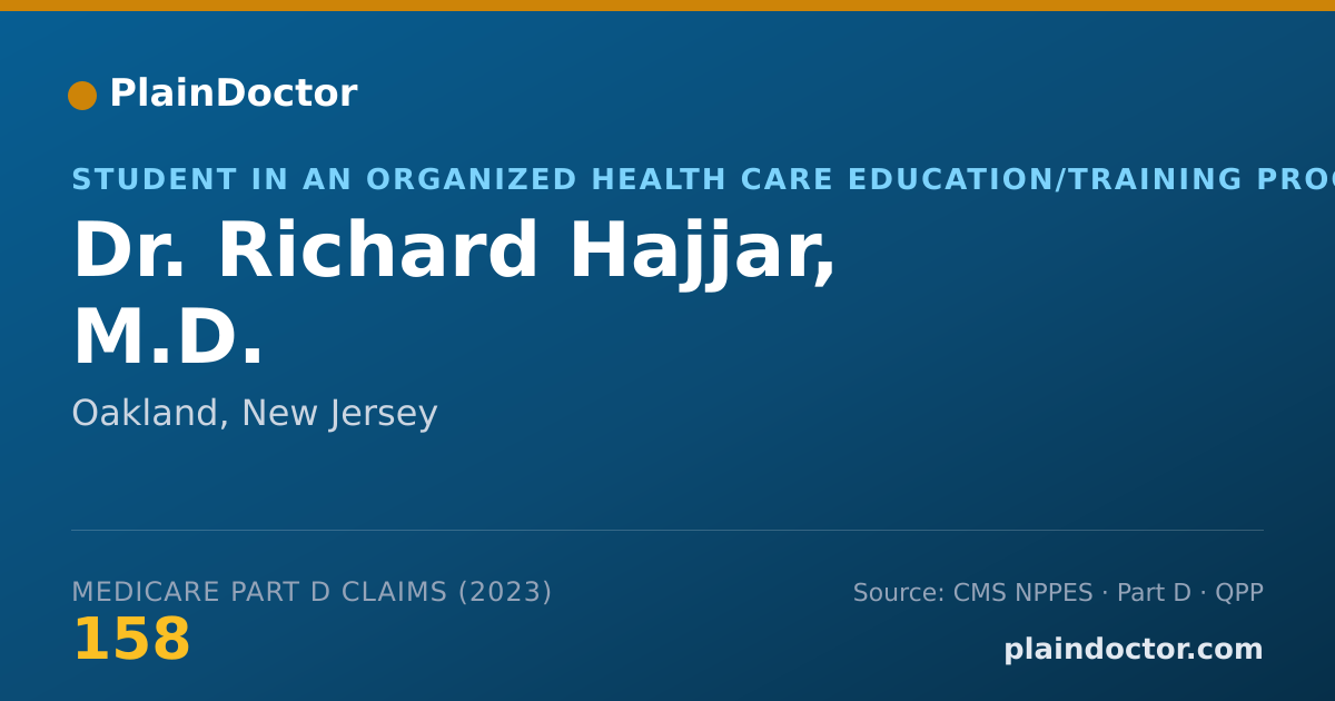 Shareable card for Richard Hajjar, M.D. - Student in an Organized Health Care Education/Training Program, Oakland, NJ