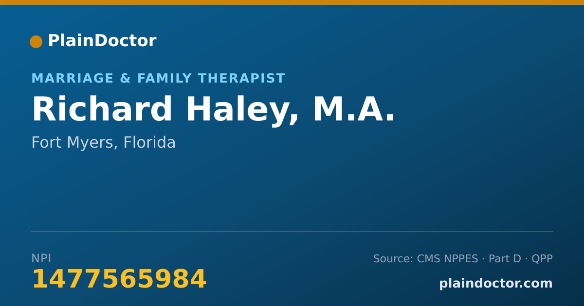 Shareable card for Richard Haley, M.A. - Marriage & Family Therapist, Fort Myers, FL