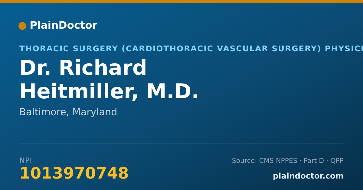 Shareable card for Richard Heitmiller, M.D. - Thoracic Surgery (Cardiothoracic Vascular Surgery) Physician, Baltimore, MD