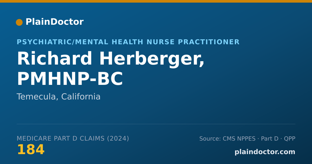 Shareable card for Richard Herberger, PMHNP-BC - Psychiatric/Mental Health Nurse Practitioner, Temecula, CA
