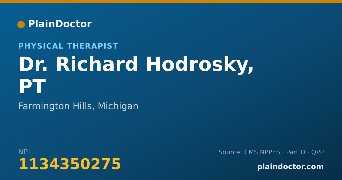 Shareable card for Richard Hodrosky, PT - Physical Therapist, Farmington Hills, MI