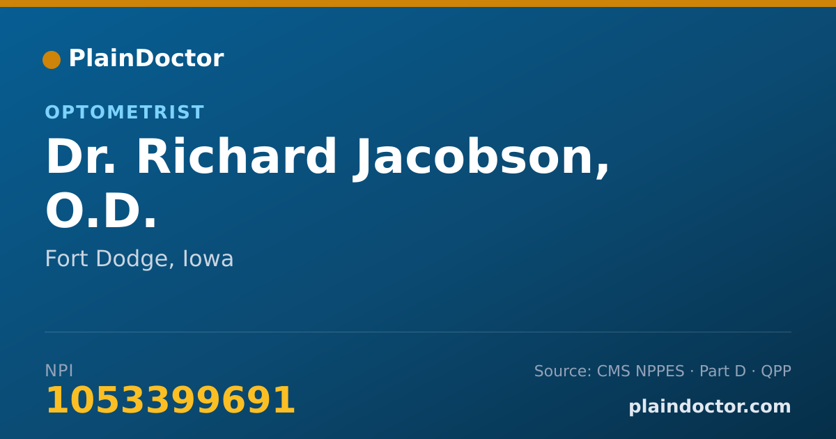 Shareable card for Richard Jacobson, O.D. - Optometrist, Fort Dodge, IA