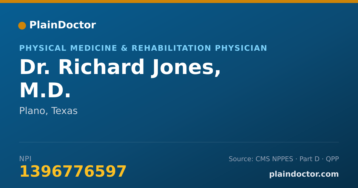 Shareable card for Richard Jones, M.D. - Physical Medicine & Rehabilitation Physician, Plano, TX