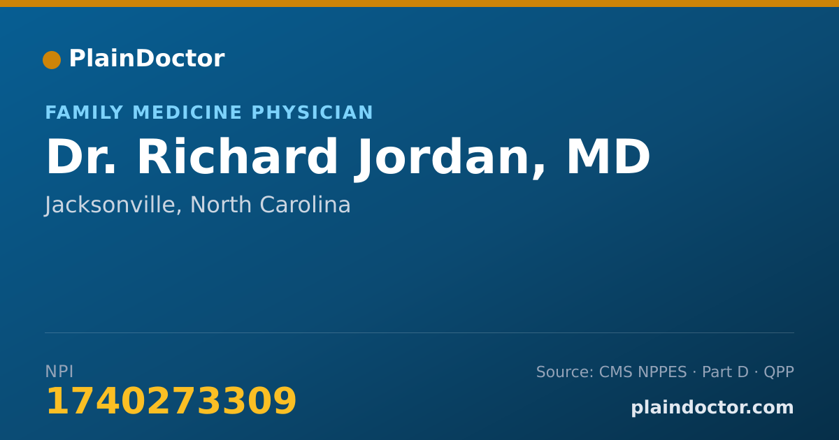 Shareable card for Richard Jordan, MD - Family Medicine Physician, Jacksonville, NC