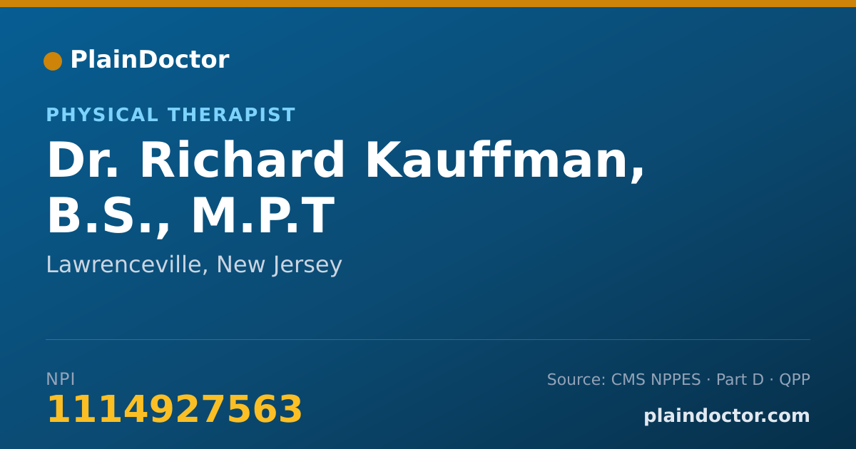 Shareable card for Richard Kauffman, B.S., M.P.T - Physical Therapist, Lawrenceville, NJ