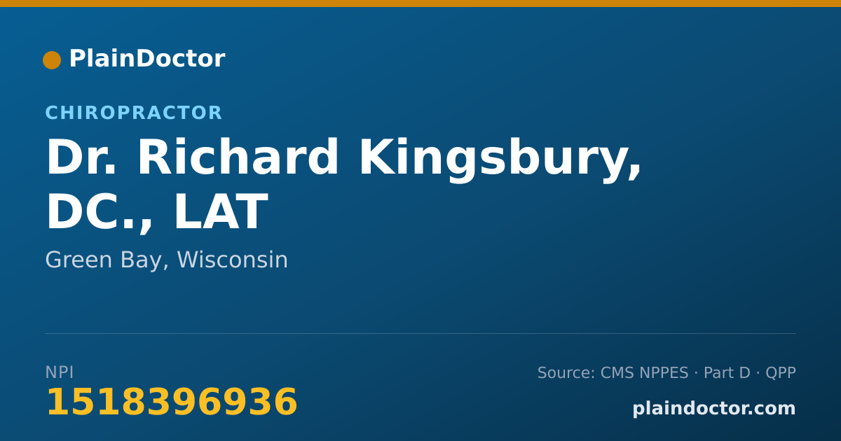 Shareable card for Richard Kingsbury, DC., LAT - Chiropractor, Green Bay, WI