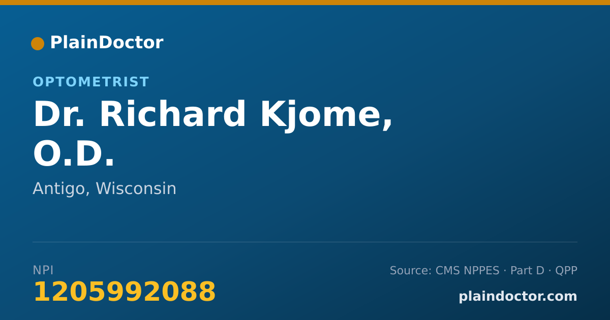 Shareable card for Richard Kjome, O.D. - Optometrist, Antigo, WI