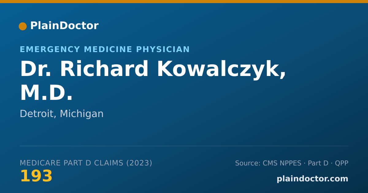 Shareable card for Richard Kowalczyk, M.D. - Emergency Medicine Physician, Detroit, MI