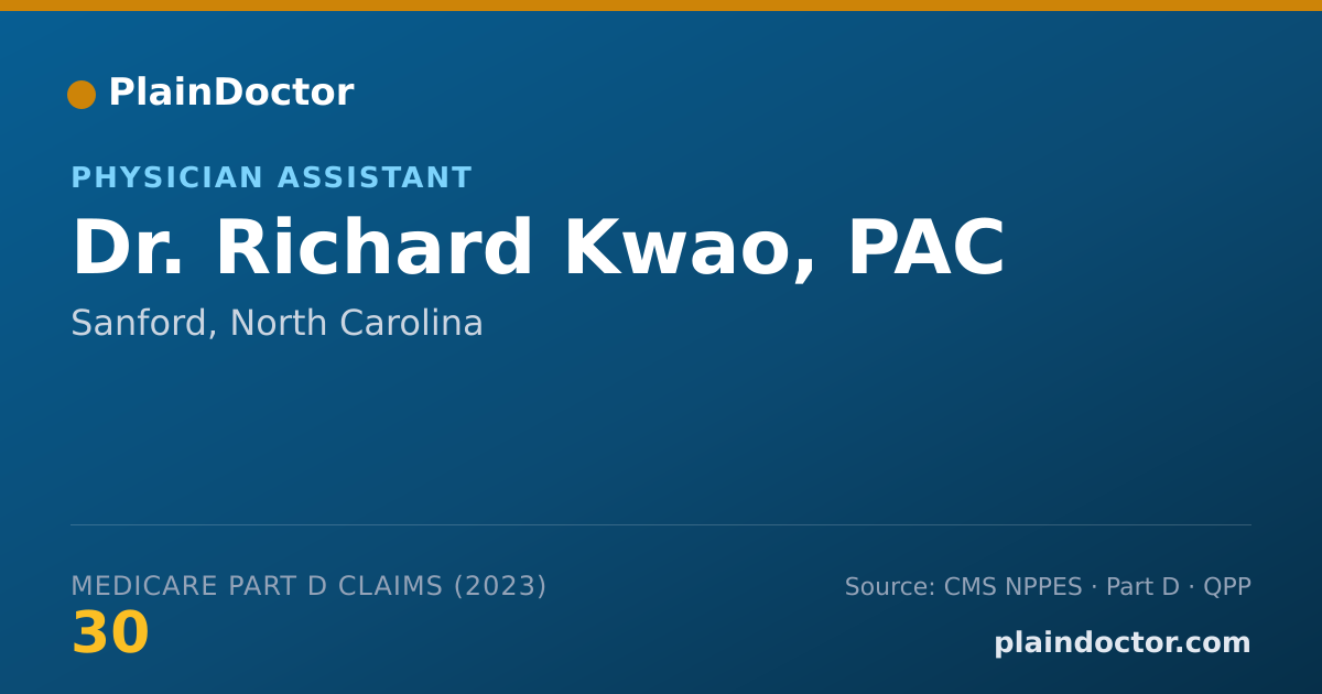 Shareable card for Richard Kwao, PAC - Physician Assistant, Sanford, NC