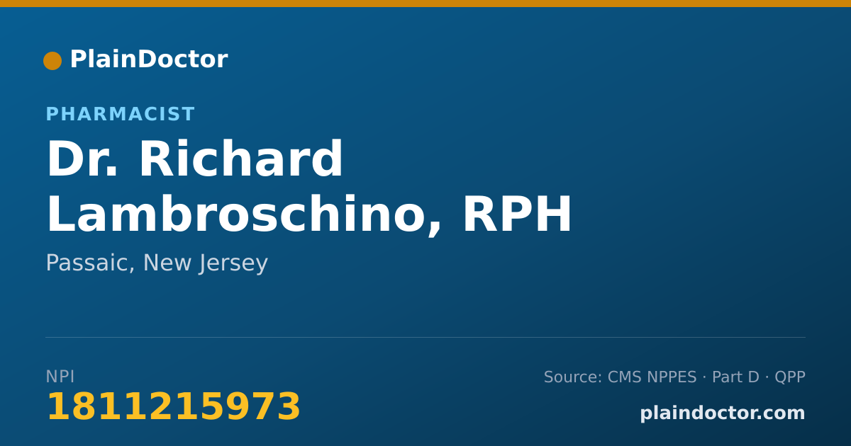 Shareable card for Richard Lambroschino, RPH - Pharmacist, Passaic, NJ