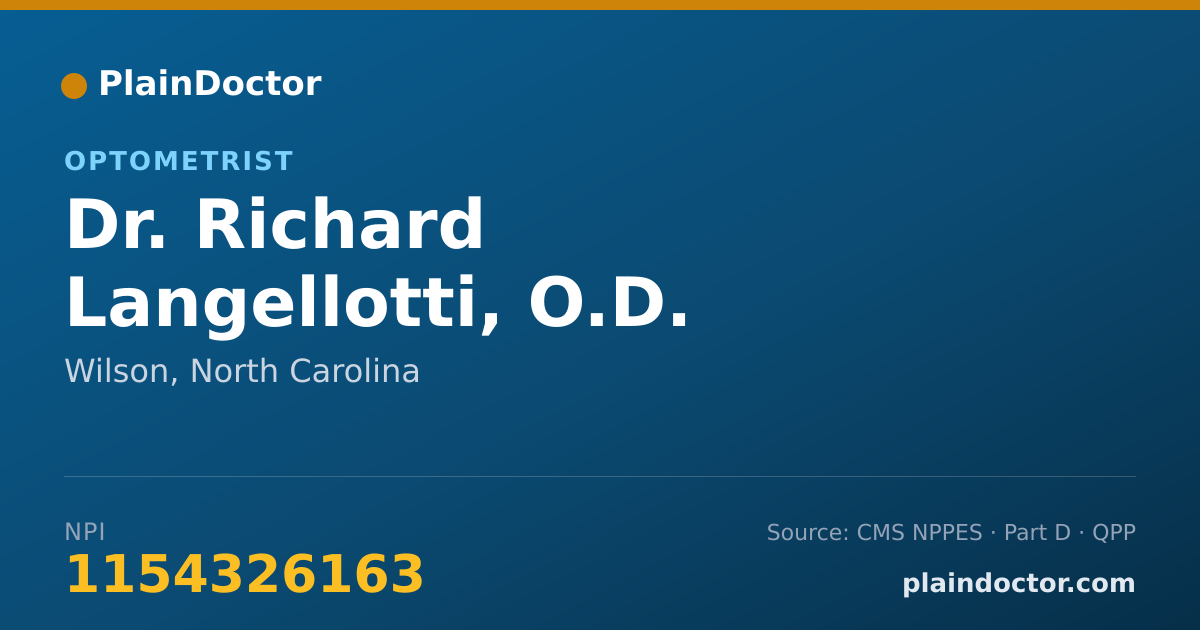 Shareable card for Richard Langellotti, O.D. - Optometrist, Wilson, NC