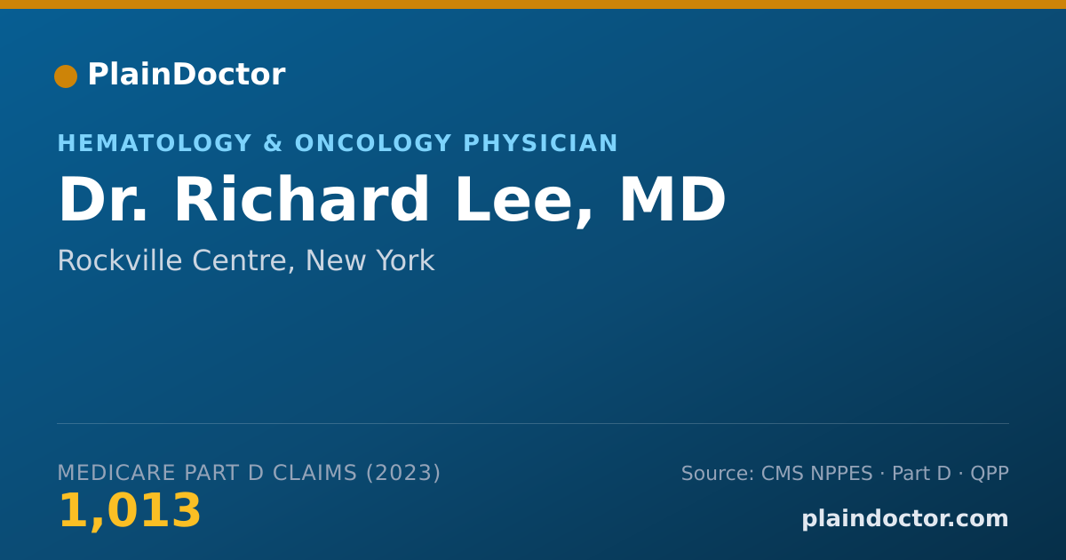 Shareable card for Richard Lee, MD - Hematology & Oncology Physician, Rockville Centre, NY