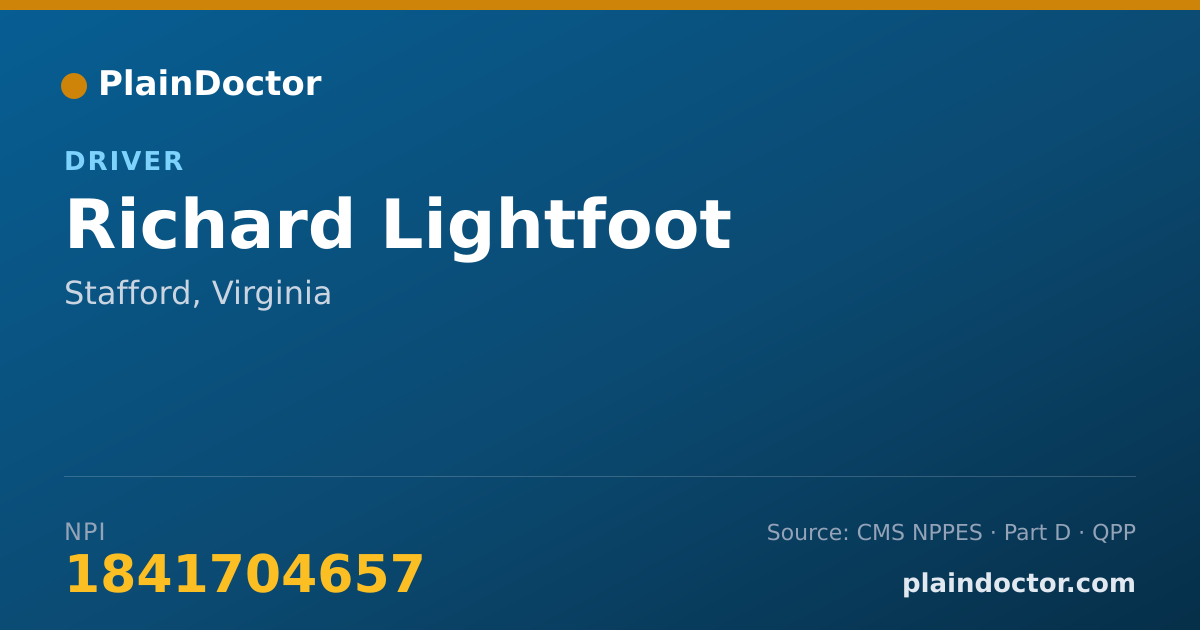 Shareable card for Richard Lightfoot - Driver, Stafford, VA