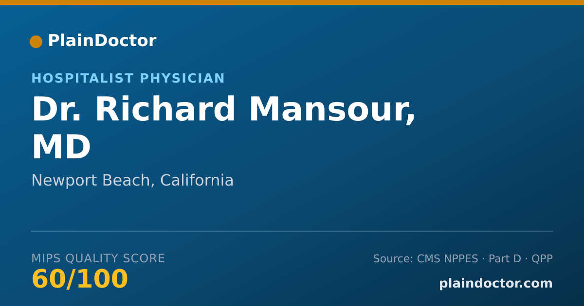 Shareable card for Richard Mansour, MD - Internal Medicine Physician, Newport Beach, CA