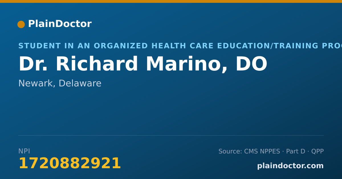 Shareable card for Richard Marino, DO - Student in an Organized Health Care Education/Training Program, Newark, DE