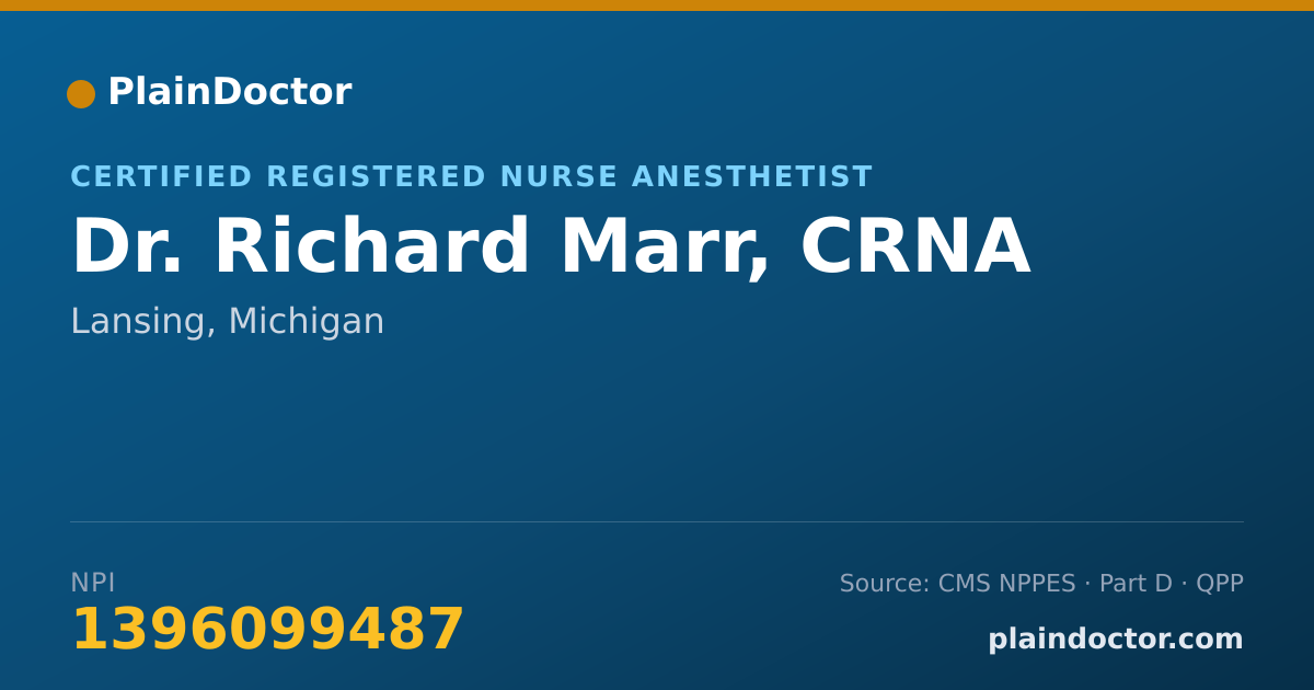 Shareable card for Richard Marr, CRNA - Certified Registered Nurse Anesthetist, Lansing, MI