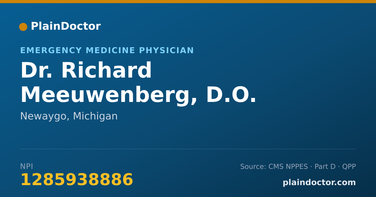 Shareable card for Richard Meeuwenberg, D.O. - Emergency Medicine Physician, Newaygo, MI