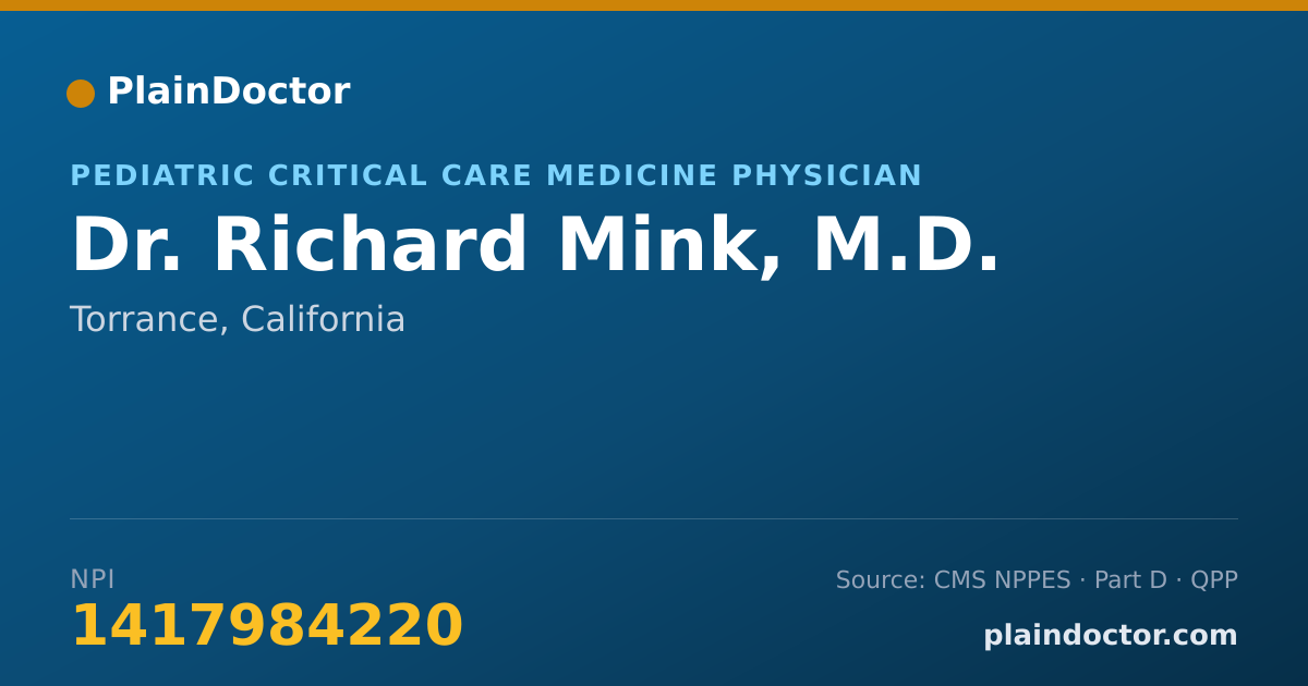 Shareable card for Richard Mink, M.D. - Pediatric Critical Care Medicine Physician, Torrance, CA