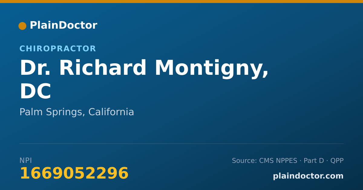 Shareable card for Richard Montigny, DC - Chiropractor, Palm Springs, CA