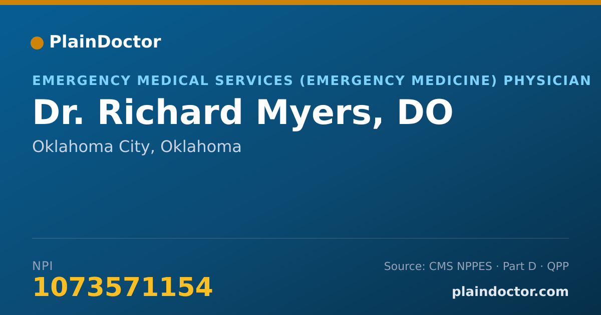 Shareable card for Richard Myers, DO - Emergency Medical Services (Emergency Medicine) Physician, Oklahoma City, OK