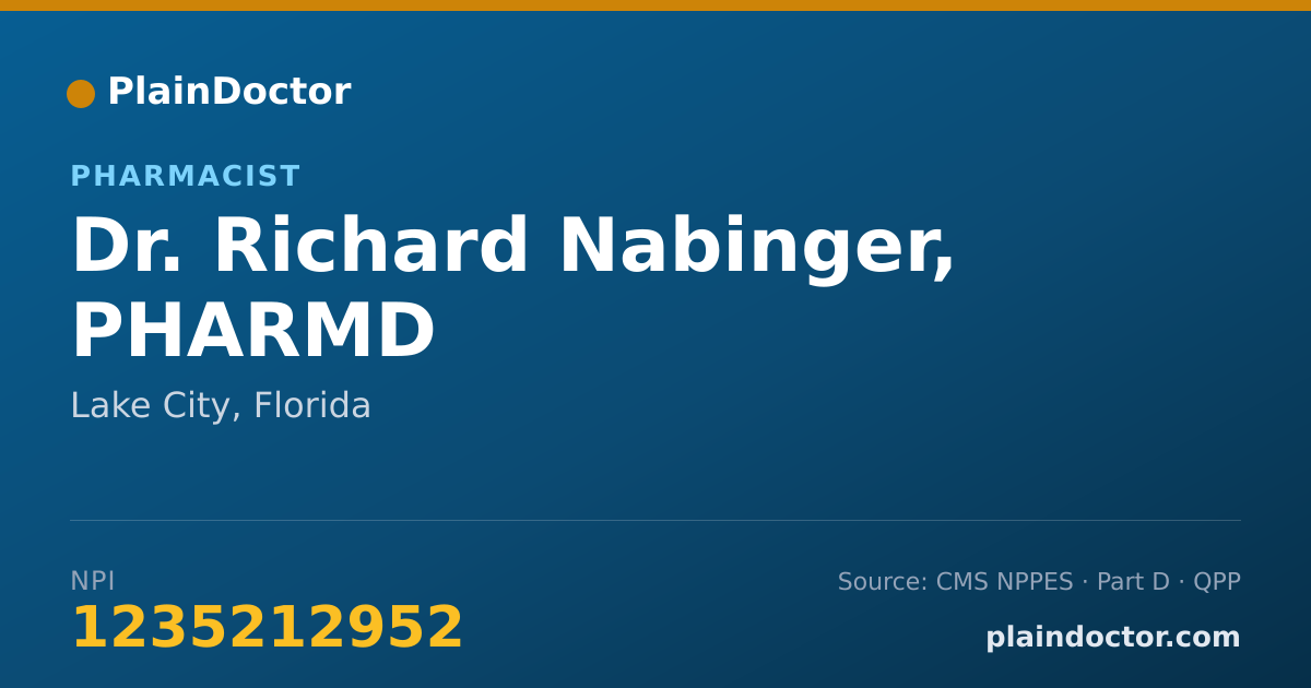 Shareable card for Richard Nabinger, PHARMD - Pharmacist, Lake City, FL