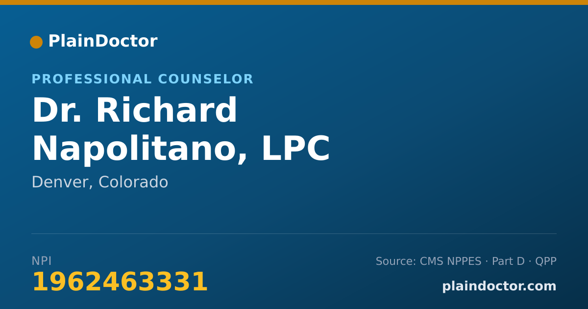 Shareable card for Richard Napolitano, LPC - Professional Counselor, Denver, CO