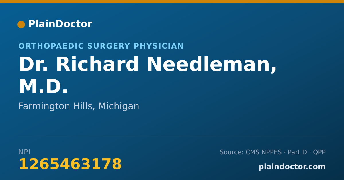 Shareable card for Richard Needleman, M.D. - Orthopaedic Surgery Physician, Farmington Hills, MI