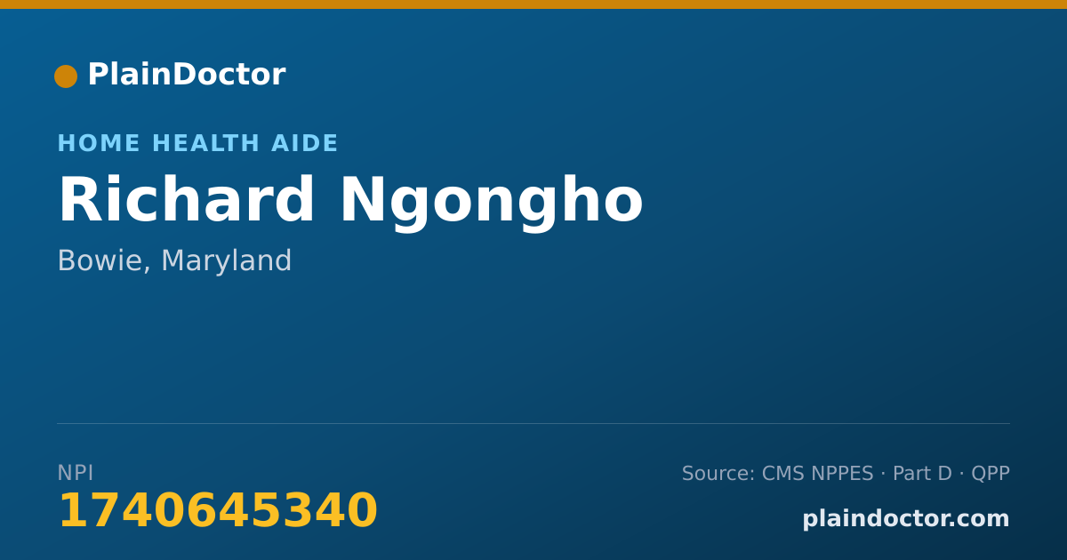 Shareable card for Richard Ngongho - Home Health Aide, Bowie, MD