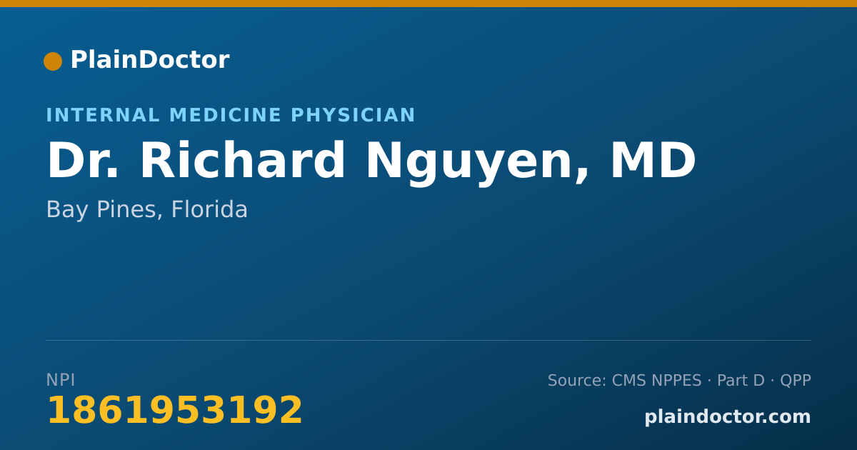 Shareable card for Richard Nguyen, MD - Internal Medicine Physician, Bay Pines, FL