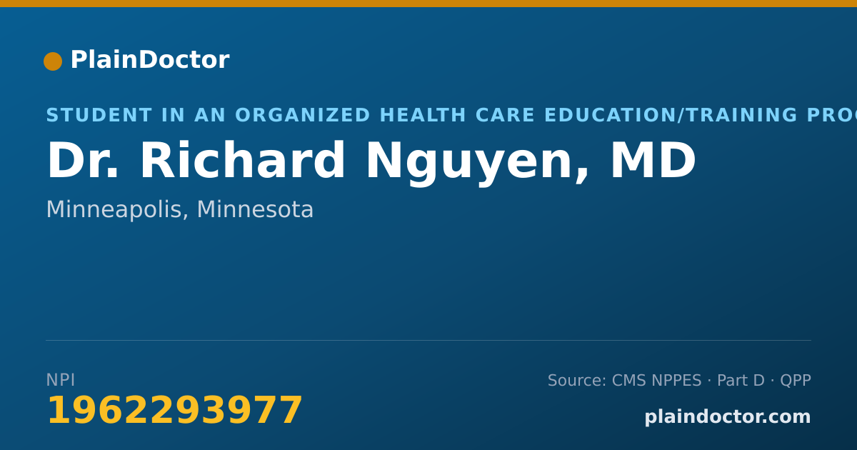 Shareable card for Richard Nguyen, MD - Student in an Organized Health Care Education/Training Program, Minneapolis, MN