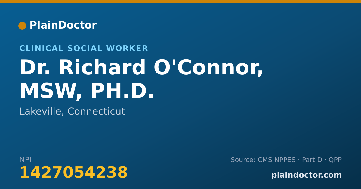 Shareable card for Richard O'Connor, MSW, PH.D. - Clinical Social Worker, Lakeville, CT