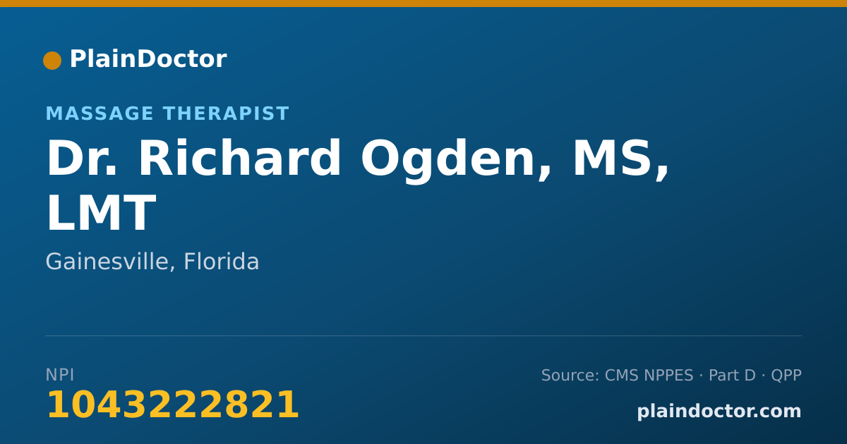 Shareable card for Richard Ogden, MS, LMT - Massage Therapist, Gainesville, FL