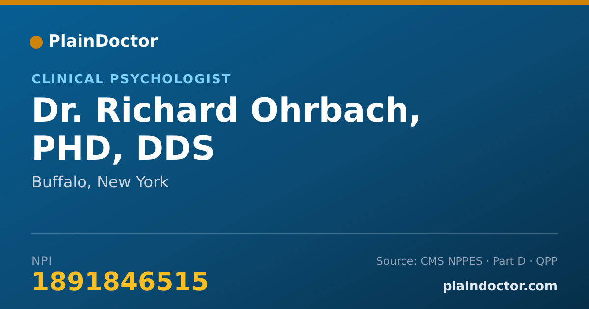 Shareable card for Richard Ohrbach, PHD, DDS - Clinical Psychologist, Buffalo, NY