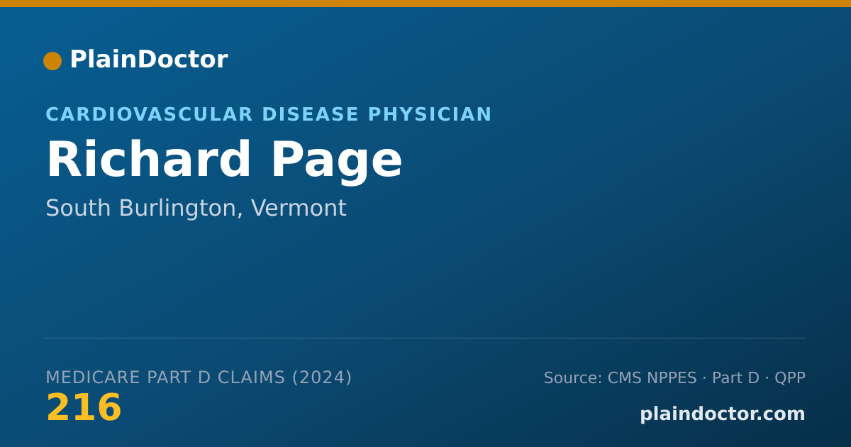 Shareable card for Richard Page - Cardiovascular Disease Physician, South Burlington, VT