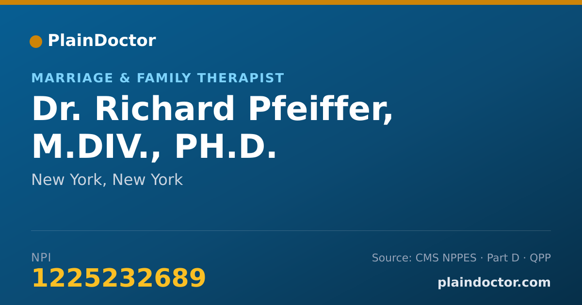 Shareable card for Richard Pfeiffer, M.DIV., PH.D. - Marriage & Family Therapist, New York, NY