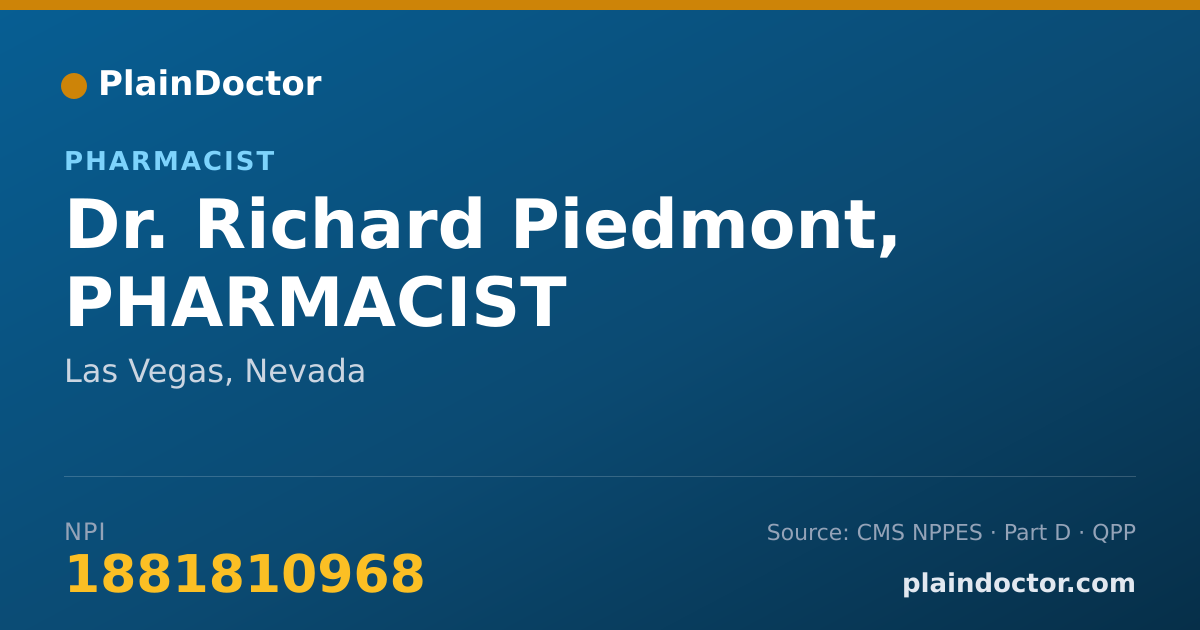Shareable card for Richard Piedmont, PHARMACIST - Pharmacist, Las Vegas, NV