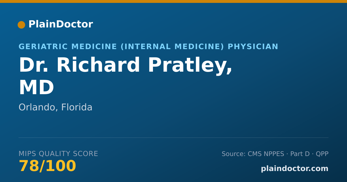 Shareable card for Richard Pratley, MD - Geriatric Medicine (Internal Medicine) Physician, Orlando, FL