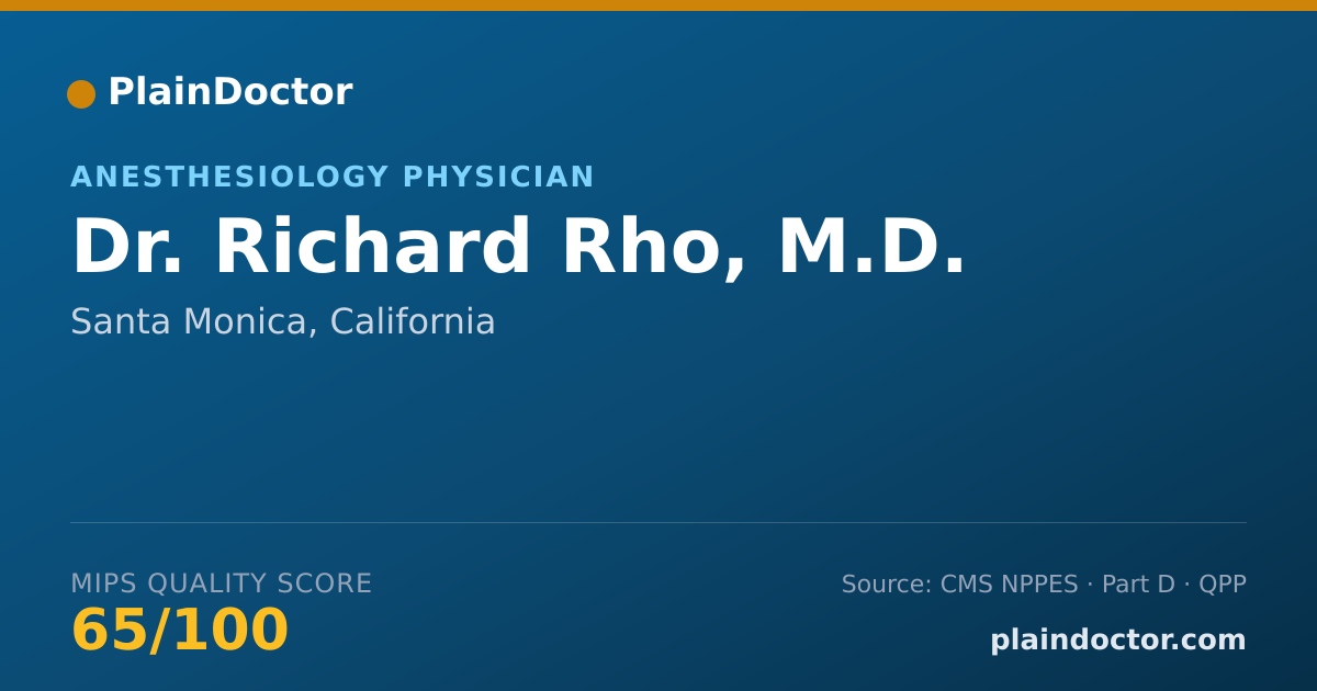 Shareable card for Richard Rho, M.D. - Anesthesiology Physician, Santa Monica, CA