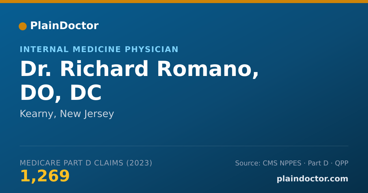 Shareable card for Richard Romano, DO, DC - Internal Medicine Physician, Kearny, NJ