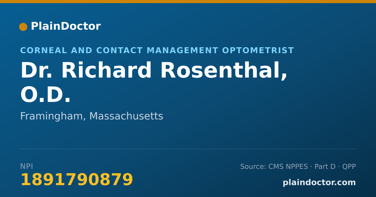 Shareable card for Richard Rosenthal, O.D. - Corneal and Contact Management Optometrist, Framingham, MA