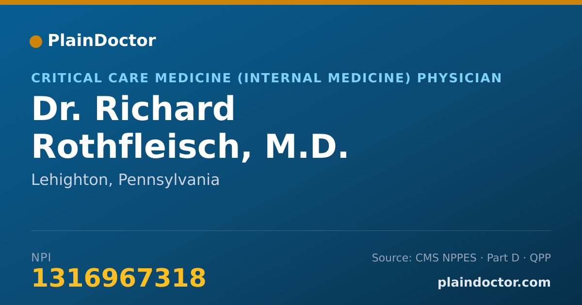 Shareable card for Richard Rothfleisch, M.D. - Pulmonary Disease Physician, Lehighton, PA