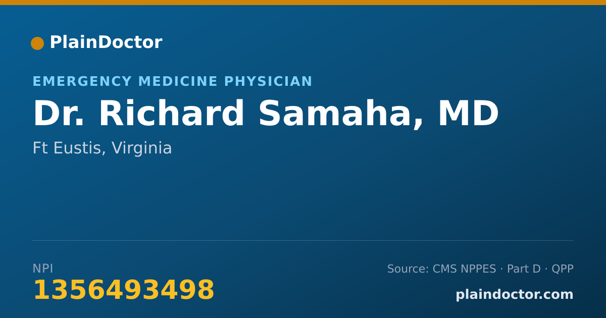 Shareable card for Richard Samaha, MD - Emergency Medicine Physician, Ft Eustis, VA