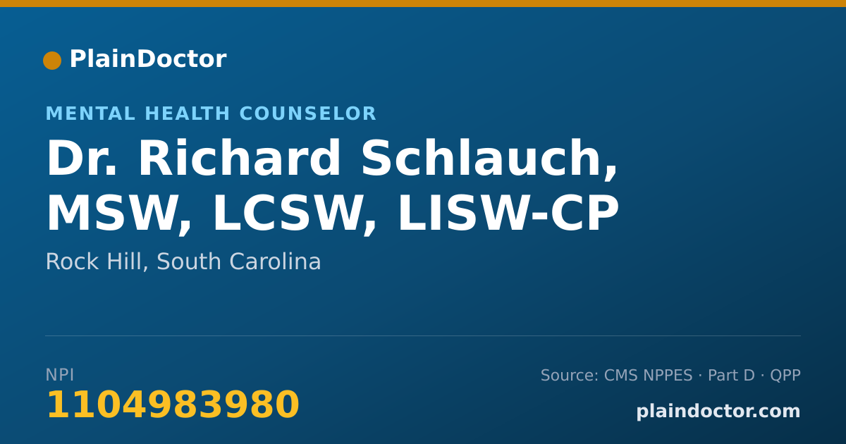 Shareable card for Richard Schlauch, MSW, LCSW, LISW-CP - Mental Health Counselor, Rock Hill, SC