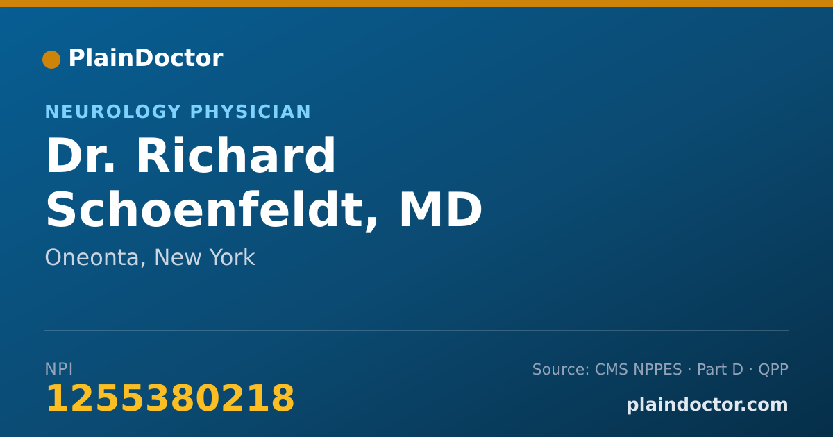 Shareable card for Richard Schoenfeldt, MD - Neurology Physician, Oneonta, NY