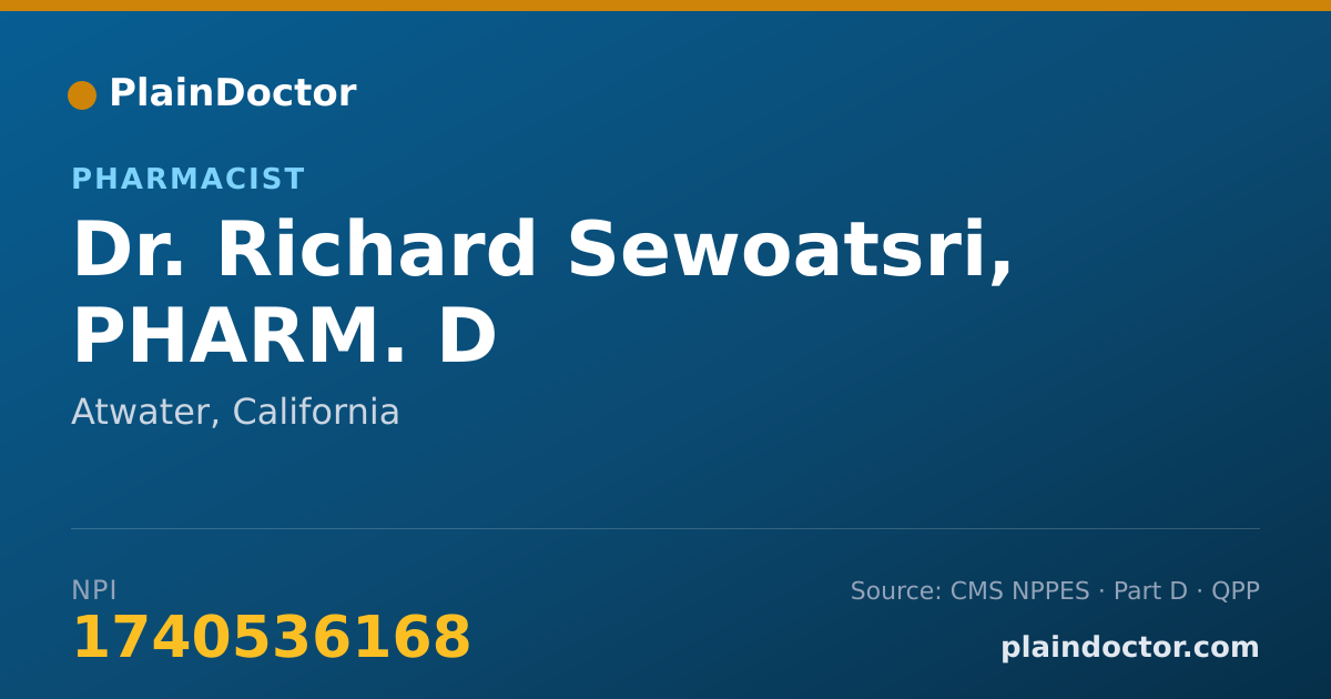 Shareable card for Richard Sewoatsri, PHARM. D - Pharmacist, Atwater, CA