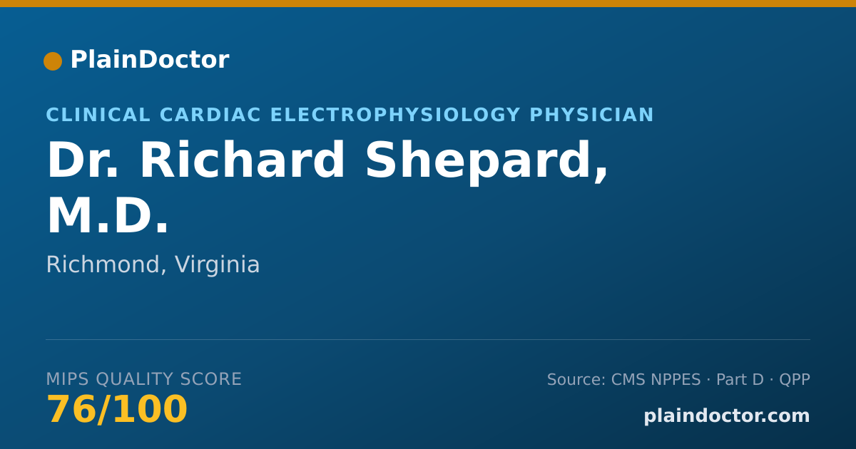 Shareable card for Richard Shepard, M.D. - Clinical Cardiac Electrophysiology Physician, Richmond, VA