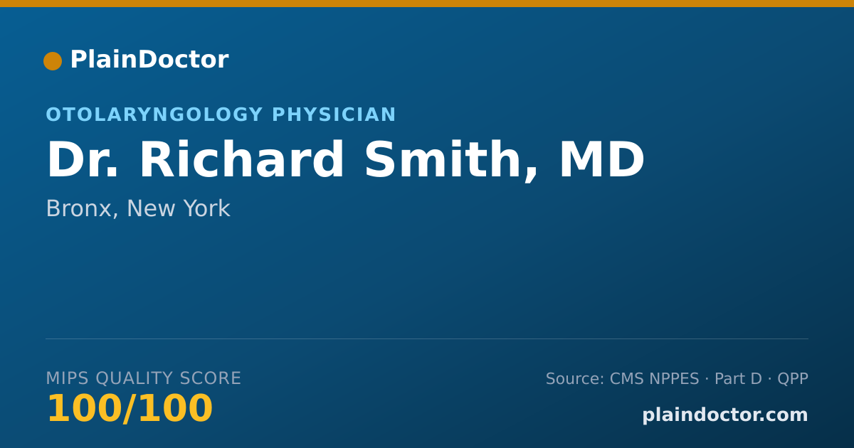 Shareable card for Richard Smith, MD - Otolaryngology Physician, Bronx, NY