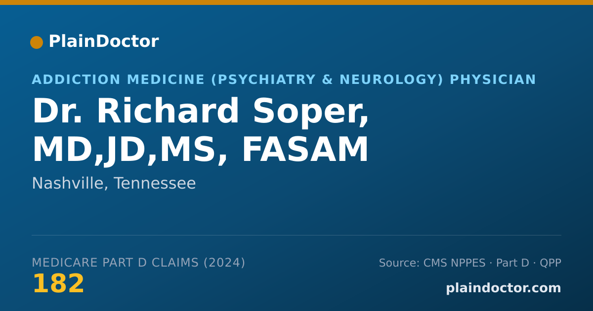 Shareable card for Richard Soper, MD,JD,MS, FASAM - Addiction Medicine (Psychiatry & Neurology) Physician, Nashville, TN