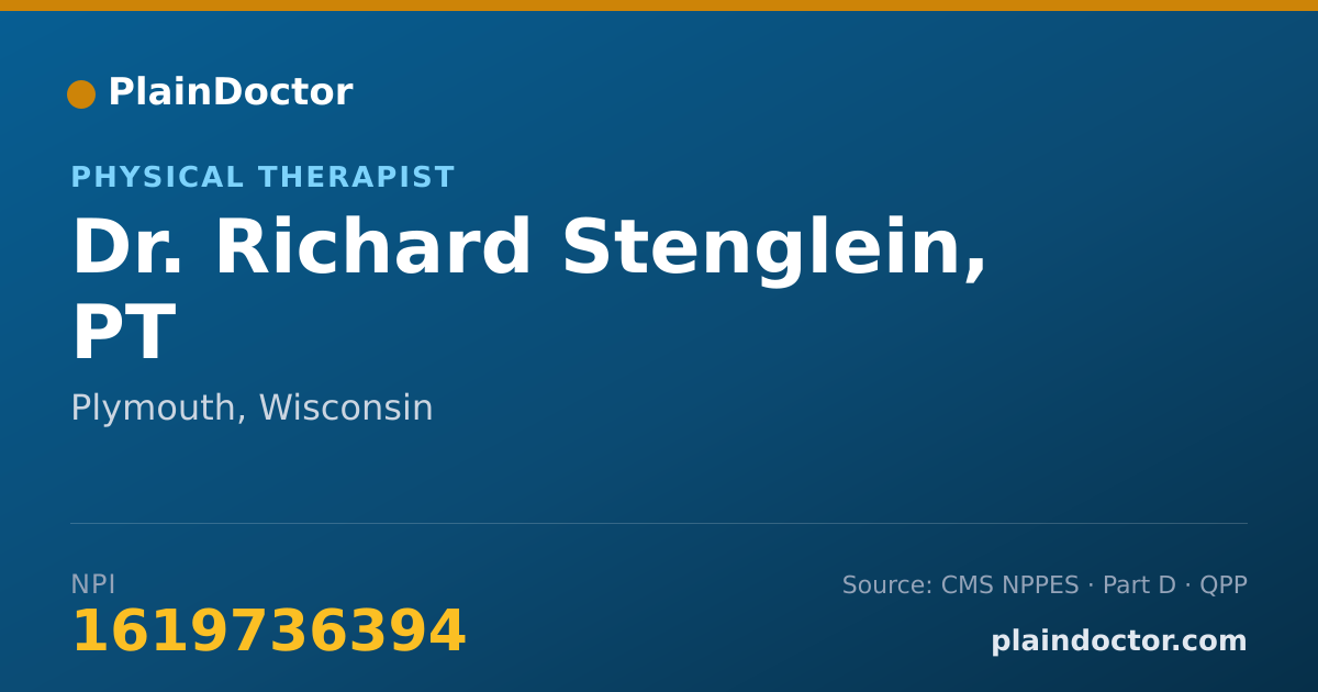 Shareable card for Richard Stenglein, PT - Physical Therapist, Plymouth, WI