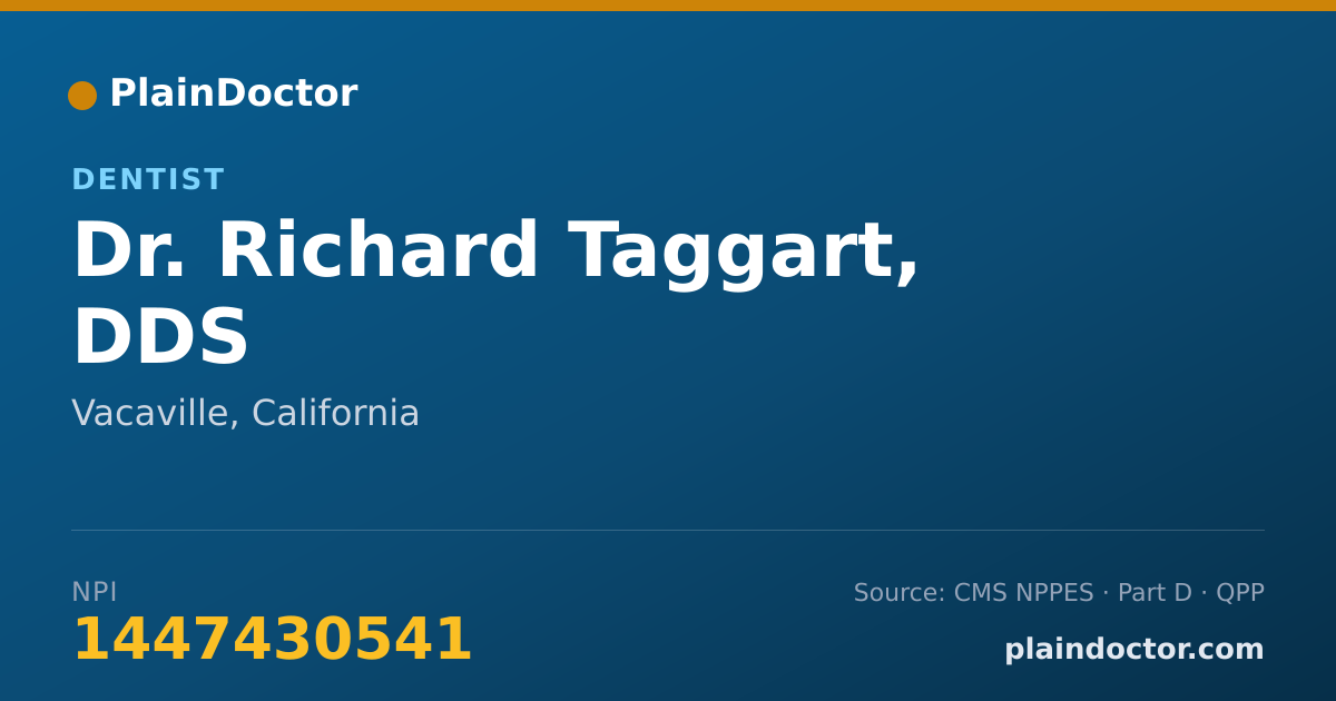 Shareable card for Richard Taggart, DDS - Dentist, Vacaville, CA